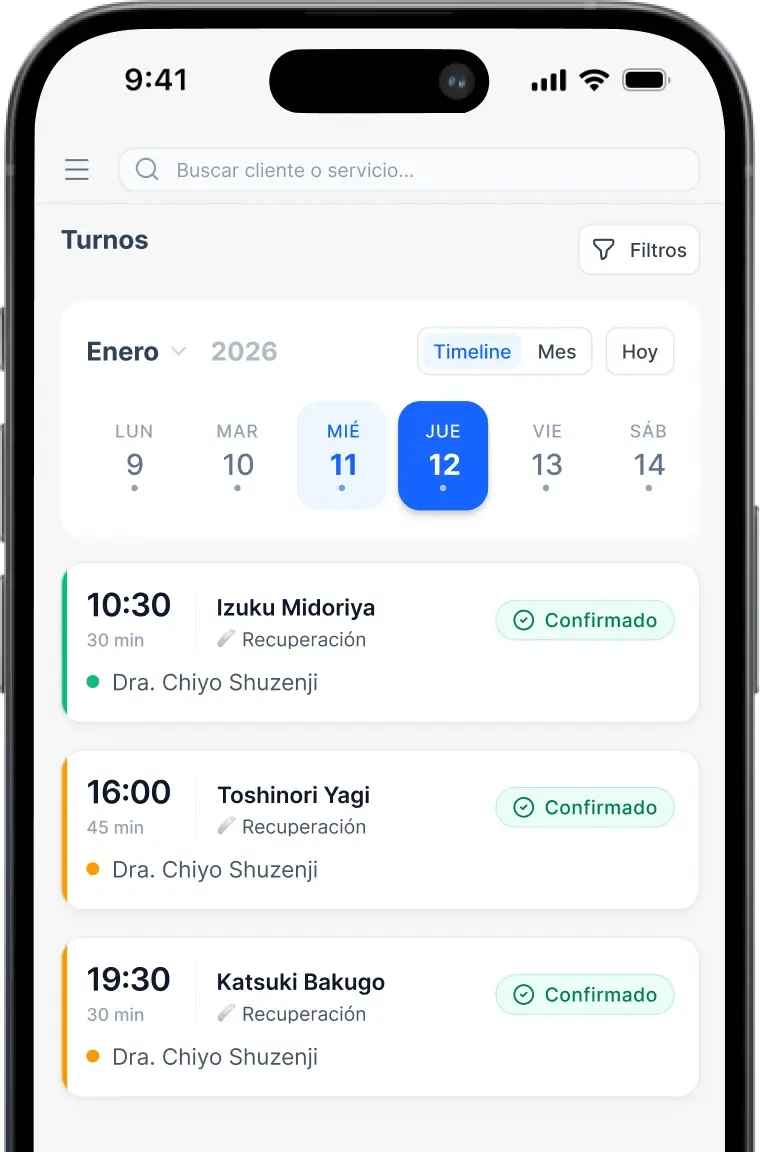 Mockup de Chroni con tarjetas animadas superpuestas